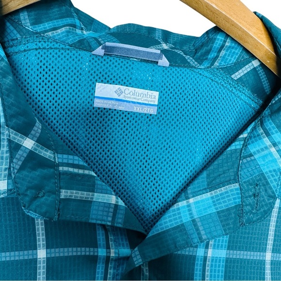 Columbia Omni Shade Green Plaid Button Front Men's Shirt Size XXL - Picture 6 of 6